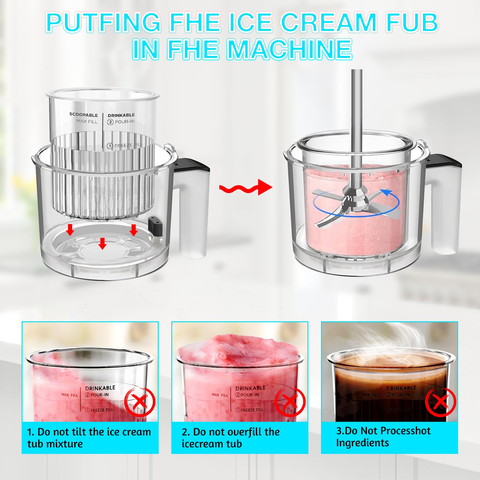 4 Pezzi Contenitori per Gelato, 24oz/800 ML Contenitori Creamy Deluxe per NC500 NC501 Serie, Senza BPA, Lavabili in Lavastoviglie con 4 Cucchiai