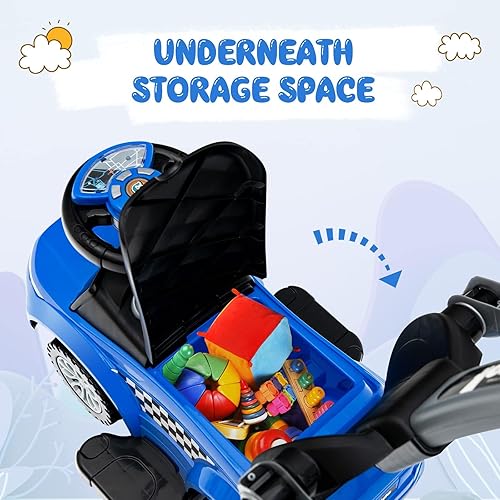 Miniatura 6 de OLAKIDS Coche de empuje 4 en 1, cochecito para niños pequeños, juguete deslizante para caminar con cuerno, música, luces, barandillas y asa