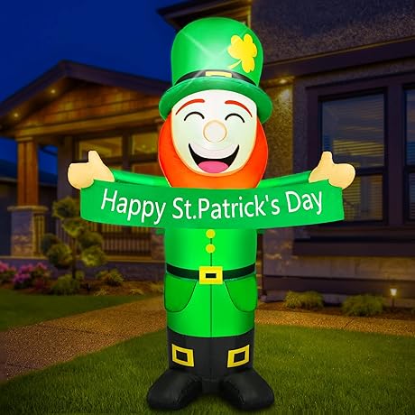 6FT St Patrick's Day Inflatable Leprechaun with LED Lights