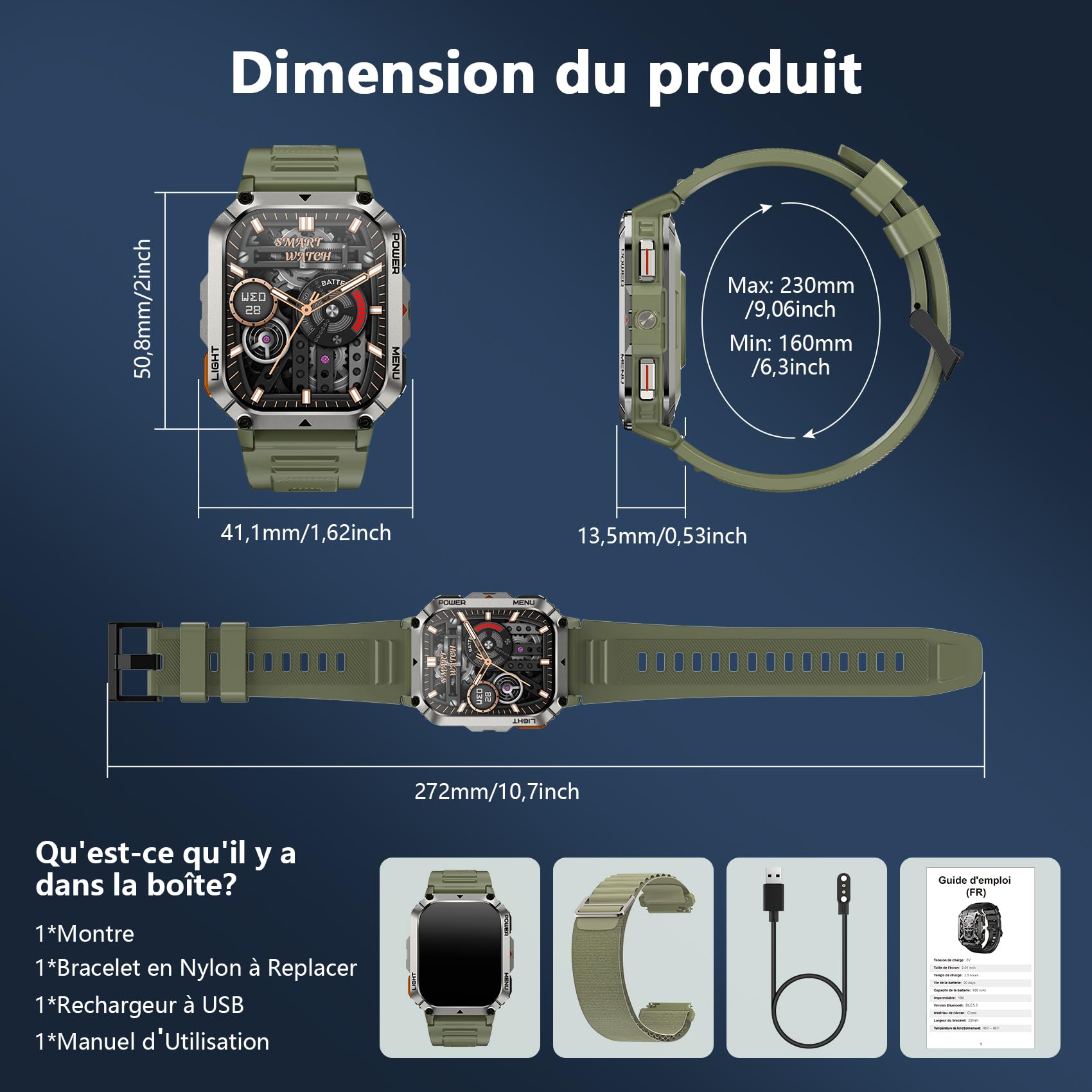 Blackview Montre Connectée Homme Femme, Illumination,Boussole,Batterie 900 mAh, Écran Tacile, Appel Bluetooth, Cardiofréquence, Analyse Sommeil, 100+ Modes Sport,pour Android/iOS (Verte)