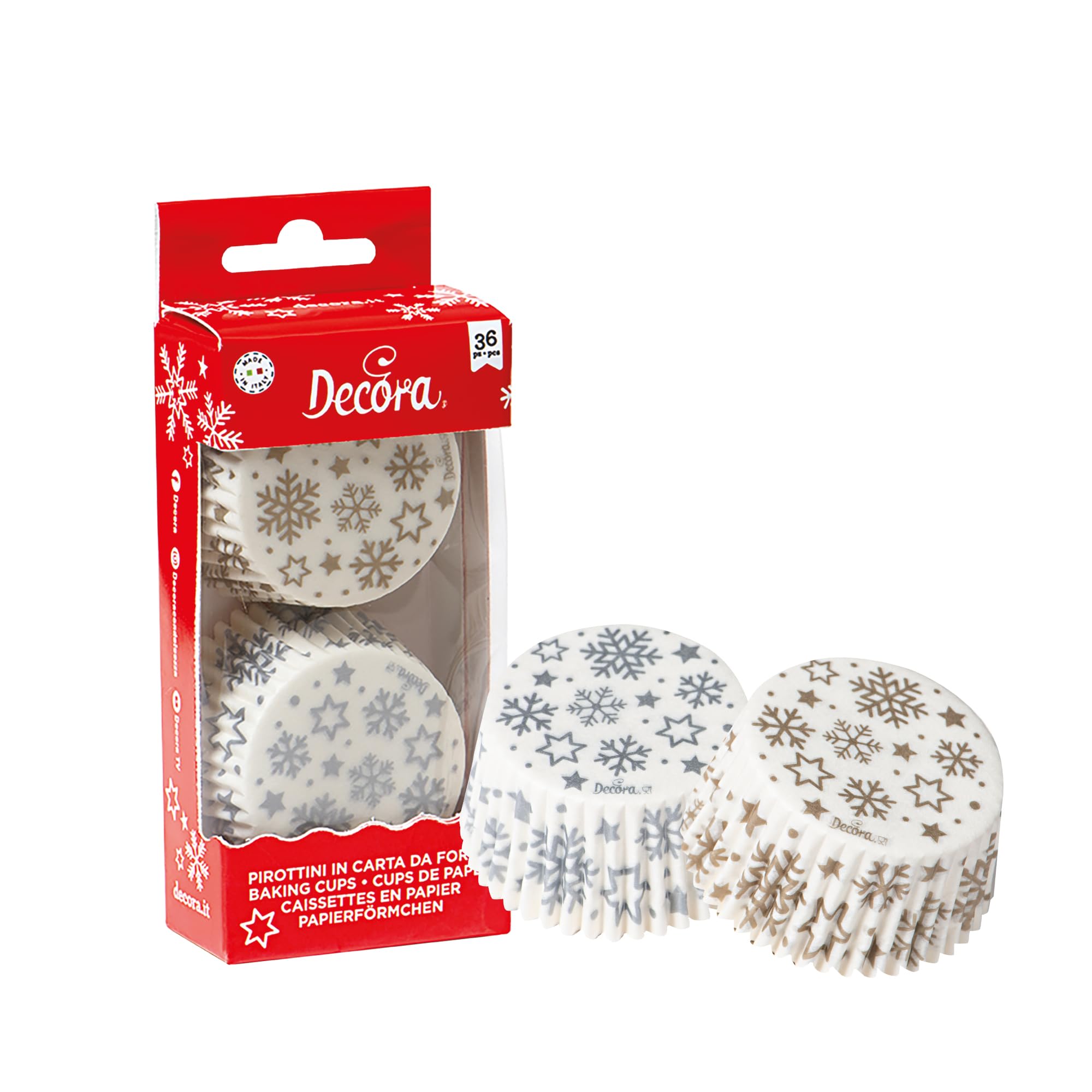 36 Pirottini In Carta Stelle E Cristalli Di Natale Per Muffin Ø5 Cm Decora