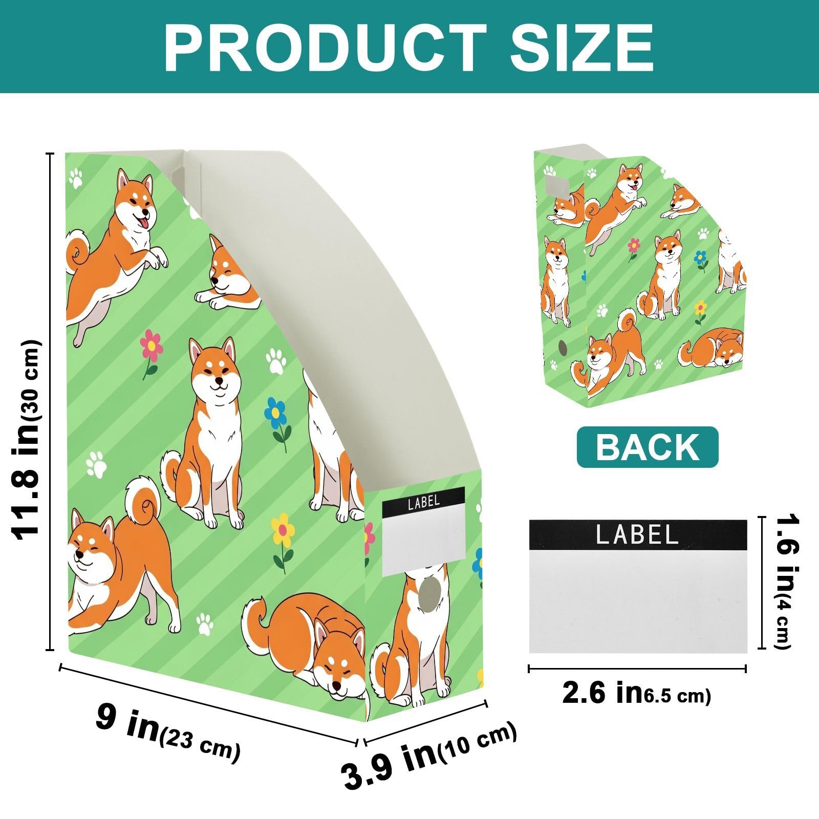 Organiseur de bureau pliable à plat en forme de chien mignon vert