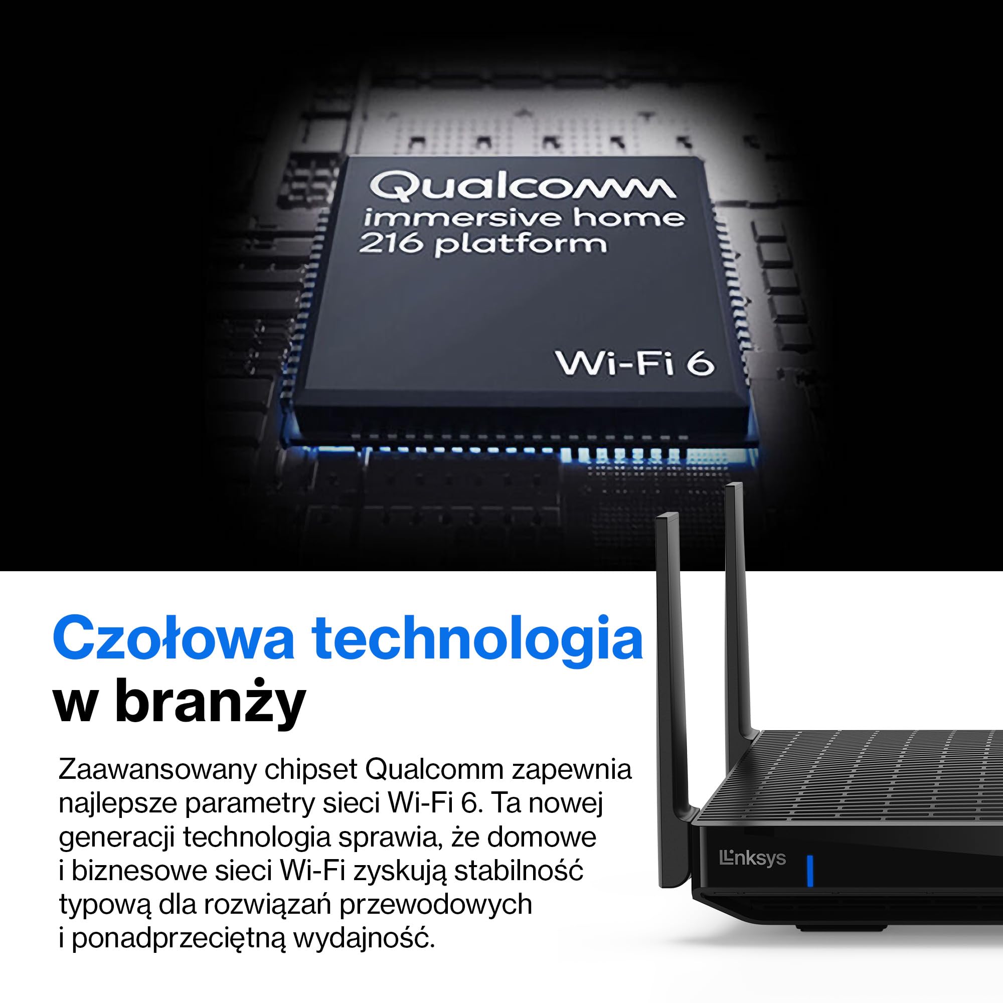 Linksys Hydra Pro 6E Triple Band Mesh WiFi Router 6E (do gier, 8 strumieni, pasmo 6 GHz, przepustowość do 6,6 Gb/s, zasięg 250 m2, ponad 55 urządzeń, współpracuje z Velop Mesh)