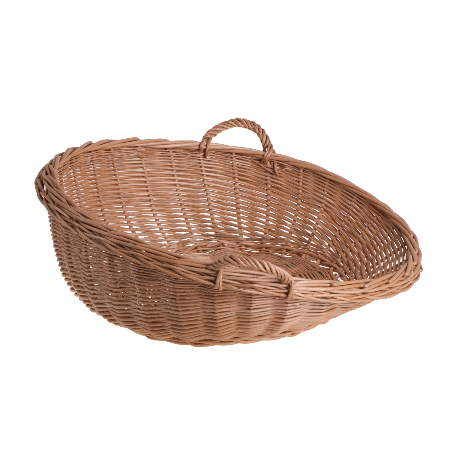 e-wicker24 Plateau ronde à garnir en osier avec deux poignées de transport,plateau de service, plateau decoratif, caisse en osier, (Ø:55 H8/20)