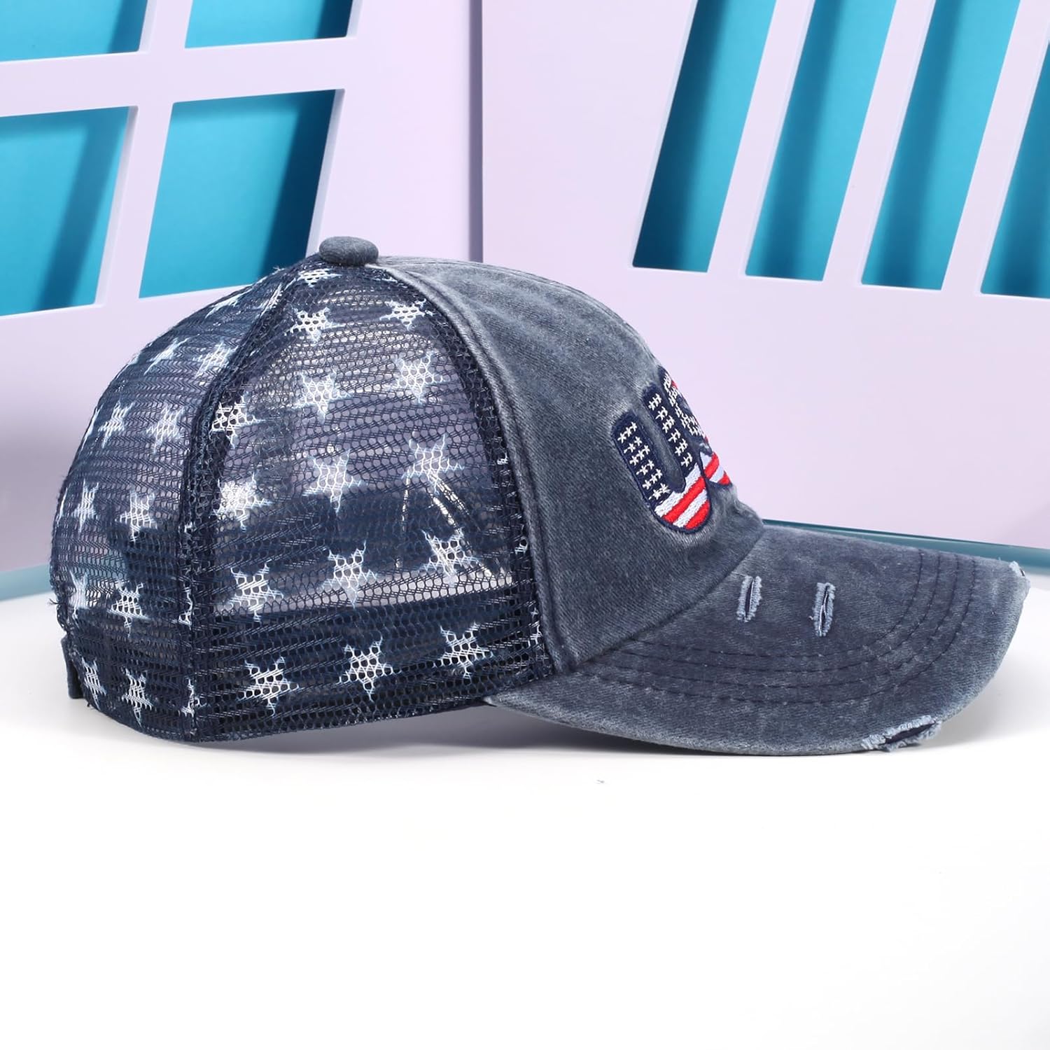 American Flag Hats Love Breast Cancer Adjustable Rhinestone Baseball Cap USA Patriotic Embroidered Baseball Trucker Hat - Image 9