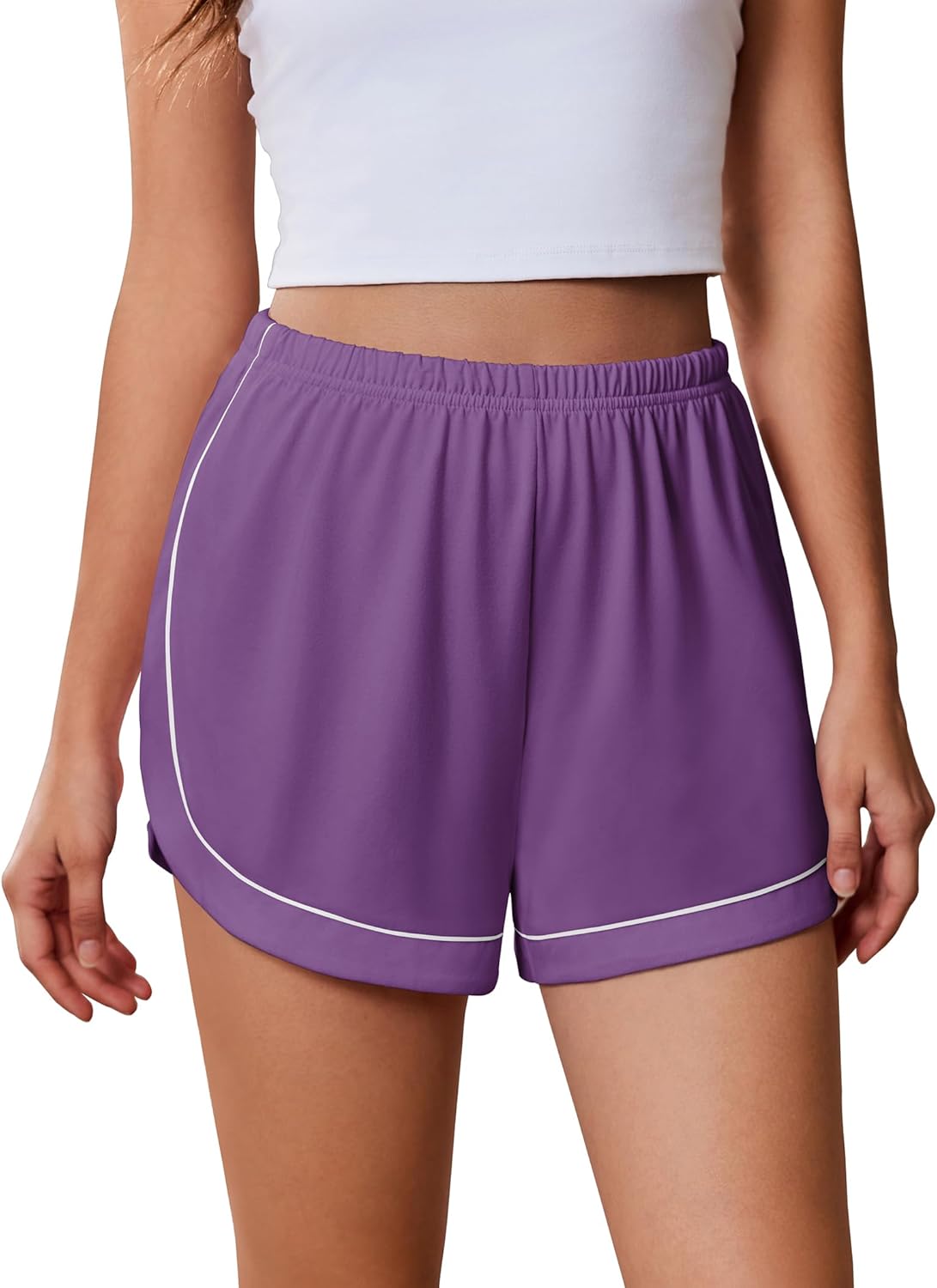 Ekouaer Pajama Shorts Women Soft Sleep Shorts Casual Lounge Shorts Cute High Waist Pajama Bottom Comfy Split Side Pj Bottom - Image 2