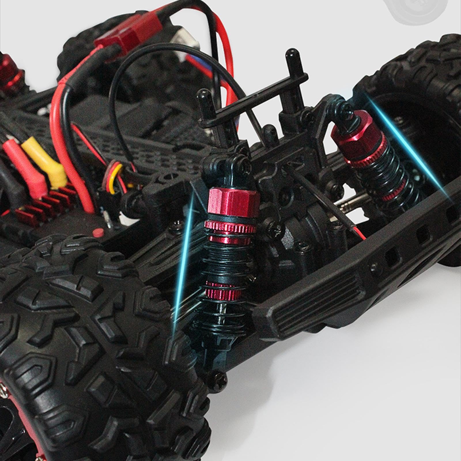 Vehículo Teledirigido a Escala 1:18 con Control Remoto Y Luces Delanteras para Niños Y Niñas, Negro Rojo