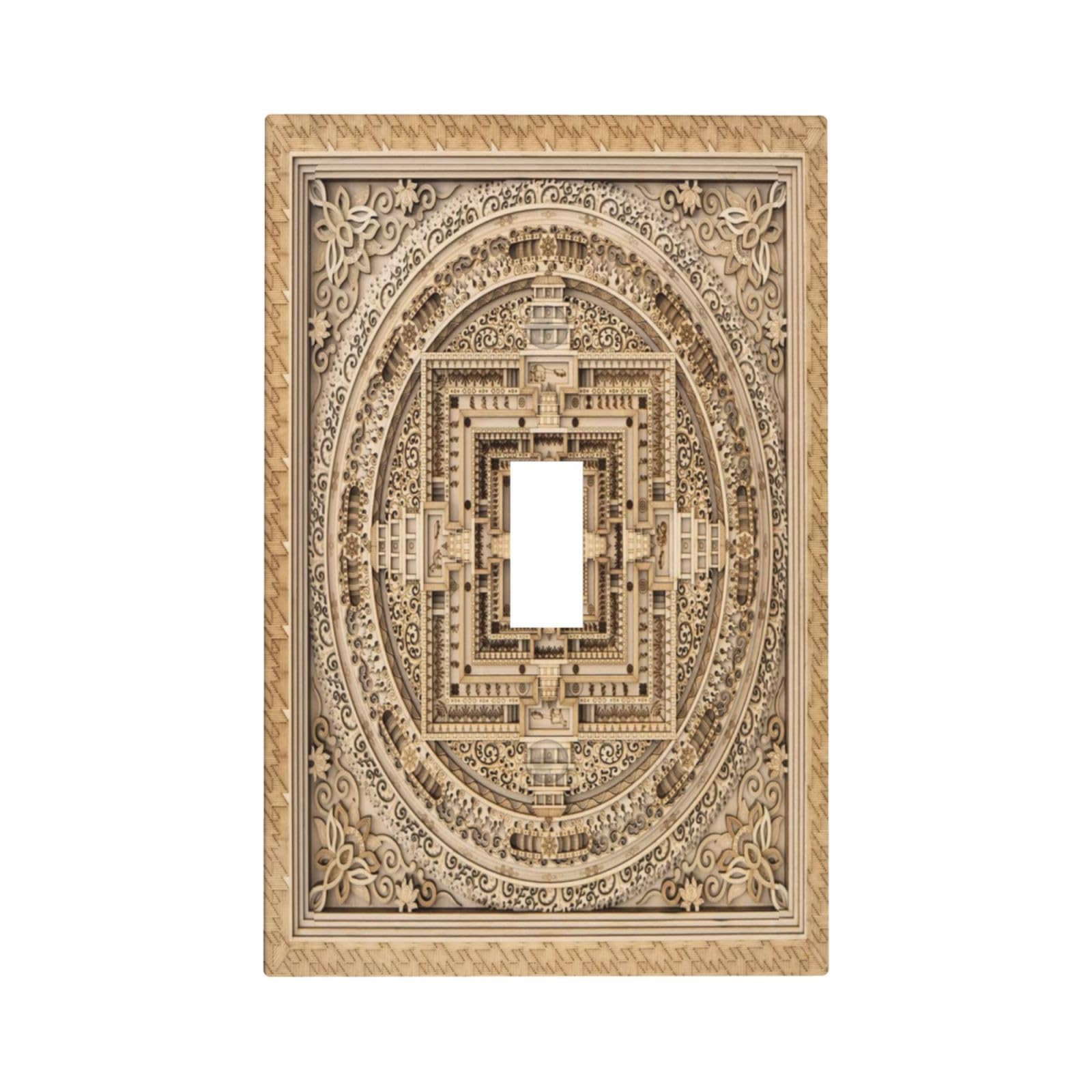 Rustic Wood Kalachakra Mandala 1 Gang Light Switch Covers Single Toggle Wall Plate Decorative Switchcover Electrical Switchplate for Farmhouse Country Cabin Bedroom Kitchen Decor-image-29