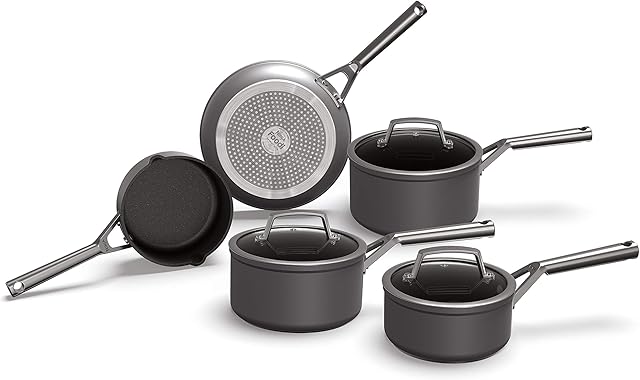 Ninja Foodi ZEROSTICK 5-Piece Pan Set, Hard Anodised Aluminium, [C35000UK] Non-Stick, Induction Compatible