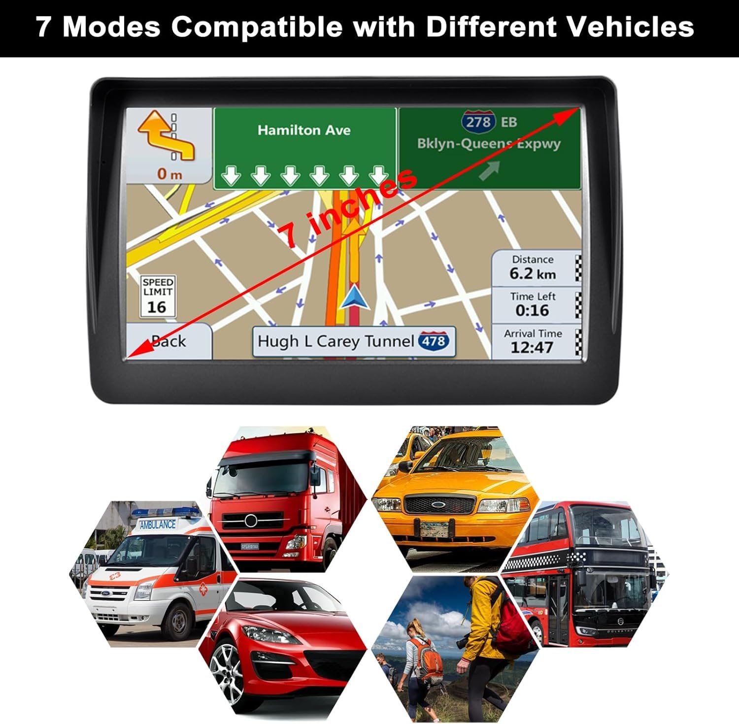 GPS Navigation Voiture 7 Pouces 2025​​ – Cartes Europe, Mises à Jour Gratuites, Alerte Vitesse & Poi, Guidage Vocal pour Camping-Car/Camion