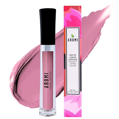 Vista 36 de Aromi Lápiz labial líquido Pink Nude mate, color beige rubor, lápiz labial de larga duración, vegano, libre de crueldad, uso durante todo el día