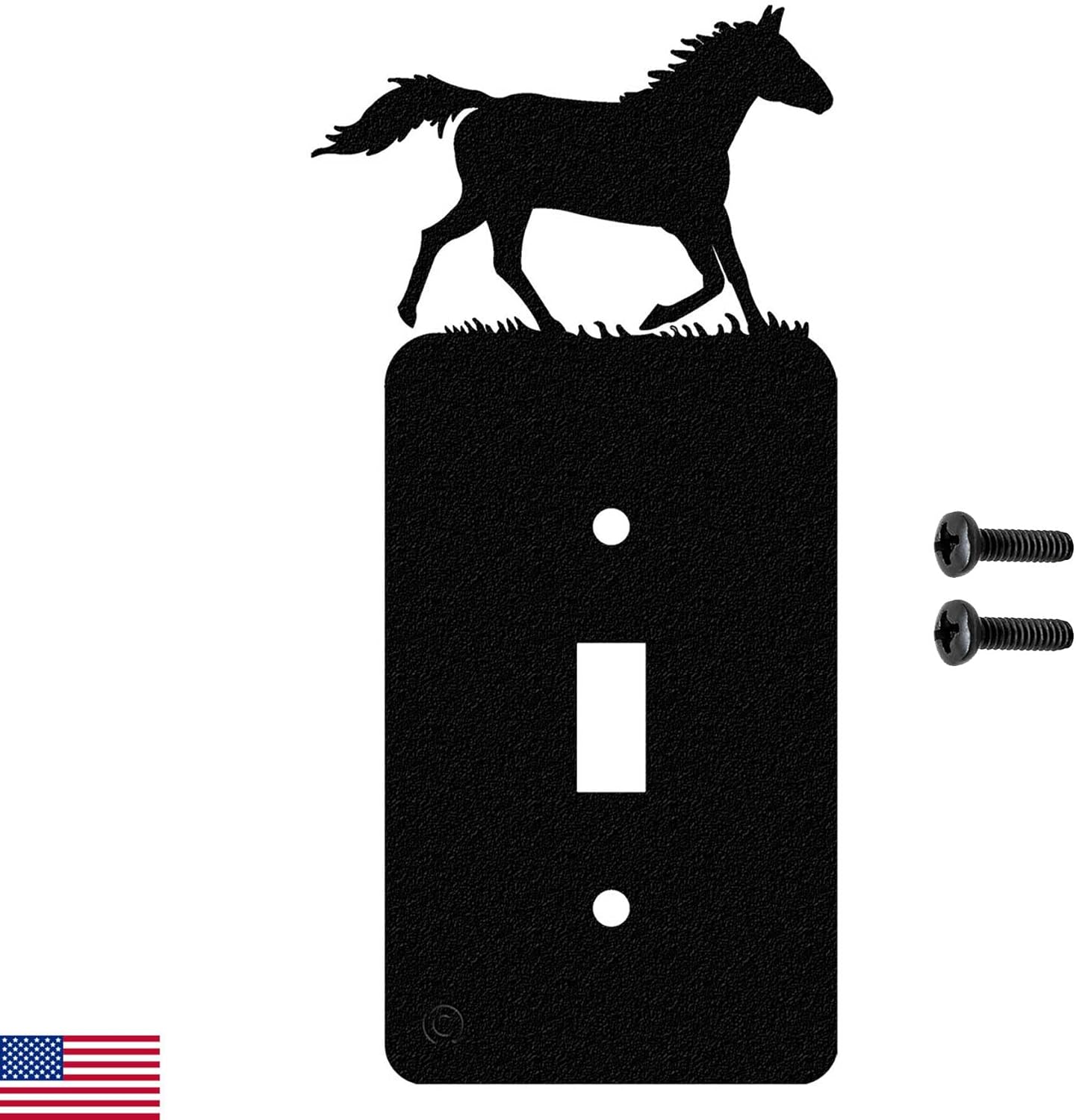 Running Horse Toggle Light Switch Wall Plate (Single Toggle, Black) - MADE IN USA