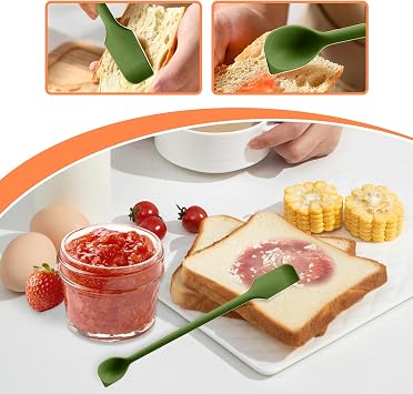 Jar Scraper - Double-Headed Spatula Spoon, Flexible Rubber Jar Scraper | Kitchen Gadgets Non Stick for Cake Bread Cream Condiment, Heat Resistant, Silicone, Jar Busters Jam Jar Base