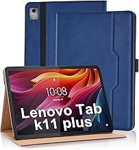 Vkooer Coque pour Lenovo Tab K11 Plus/M11 Plus 11.45" 2024 Multi-Angle Flip Portefeuille Housse Cuir PU Etui de Protection avec Support Fonction et Poche de Documents, Bleu