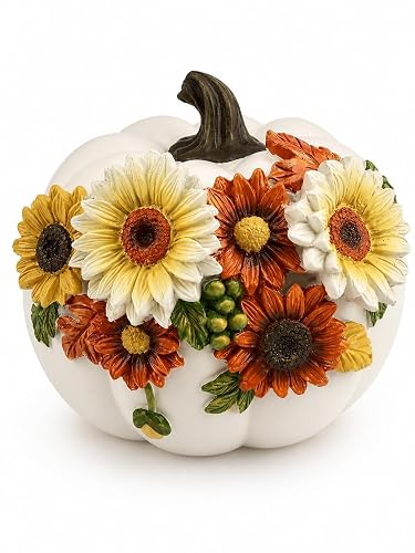 Fall Decorations for Home Floral Pumpkin Figurine Harvest Tabletop Decor