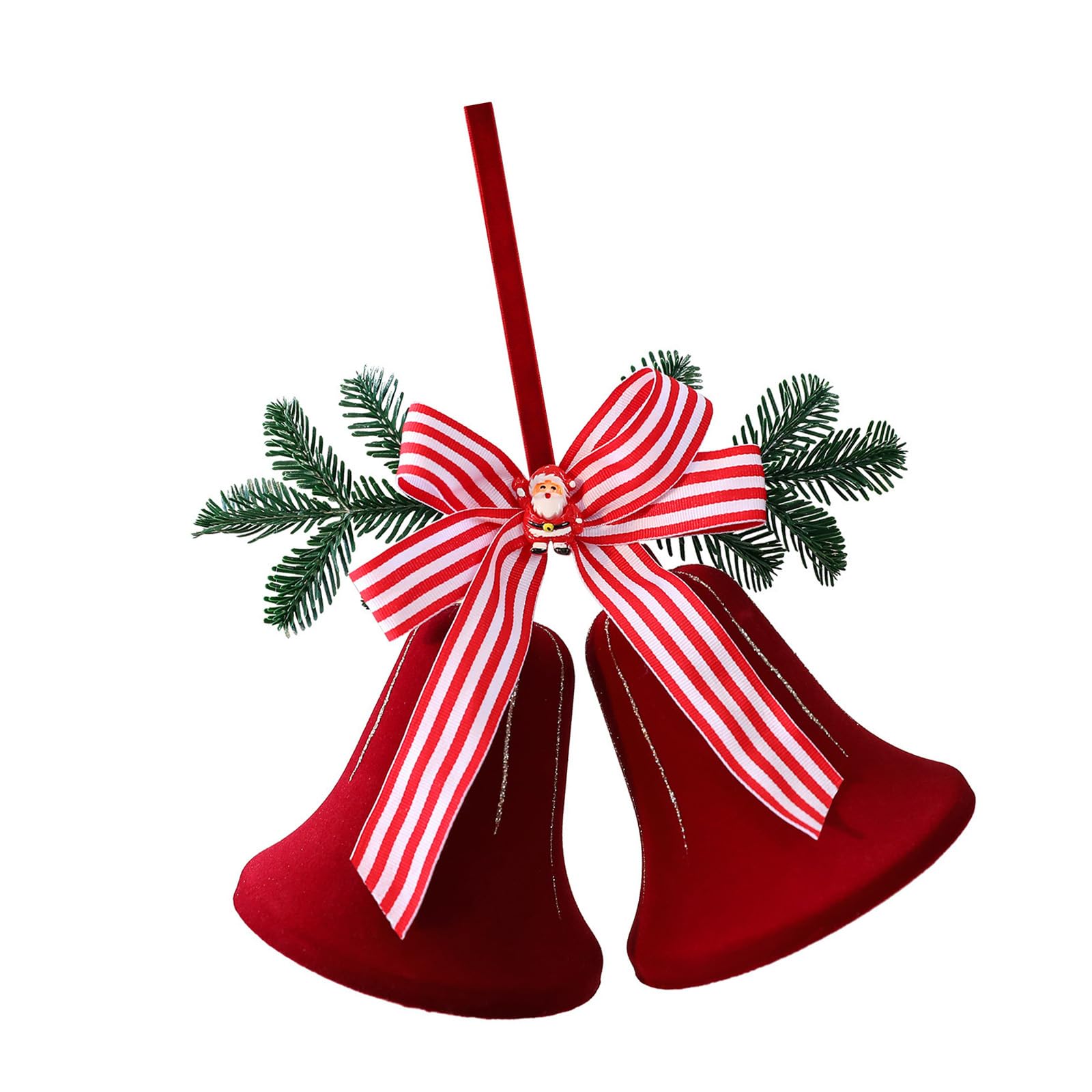Kalttoy Shatterproof Velvety Bells Hanging Ornament Christmas Bells Decorations for Christmas Tree Wreath Mantel Window Holiday Hanger