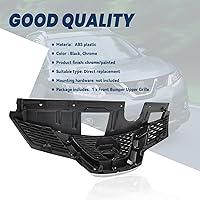 Vista 5 de Parachoques delantero negro rejilla ajuste 2014 2015 2016 para N-issan Rogue compatible con malla frontal de aire parrilla de repuesto con detalles