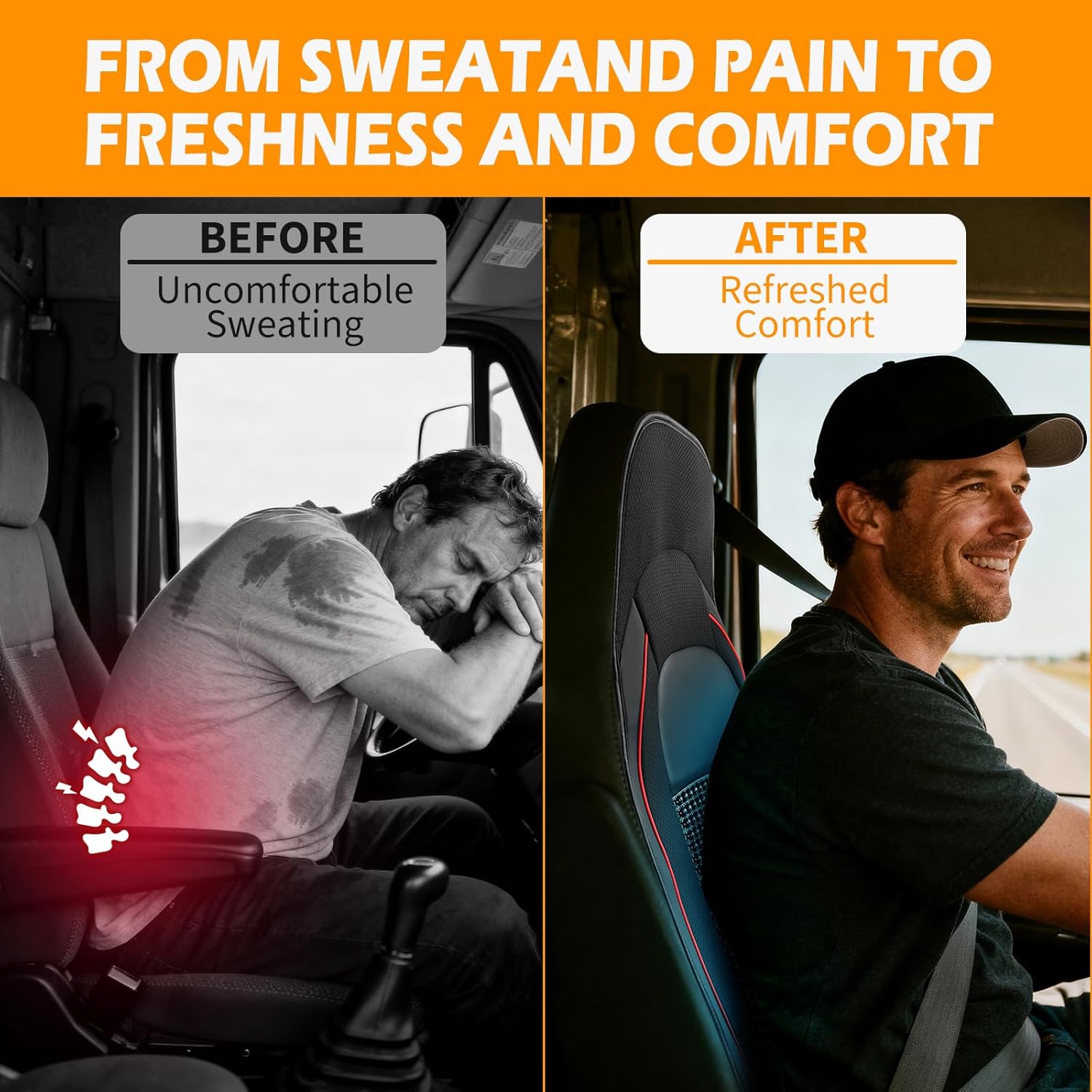 JMTBNO Semi Truck Beaded Seat Covers Breathable and Massage Wooden Beaded Seat Covers for Truck Cooling Seat Cushion Compatible with Freightliner Cascadia eterbilt 389 579 Kenworth Volvo Trucks - Image 3