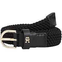 Tommy Hilfiger Donna Cintura Essential Effortless 2,5 cm Elastic Cintura in Pelle, Nero (Black), 130 cm