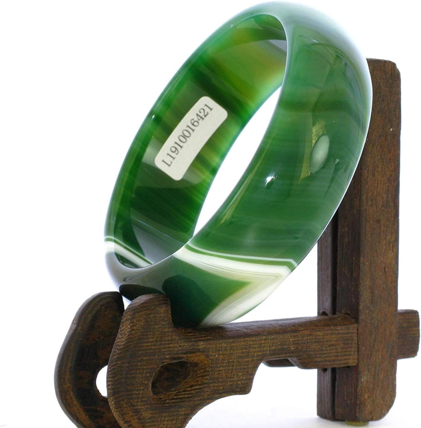 2.4" China Certified Nature Green Chalcedony Jade Women's Bangle Bracelets 6421