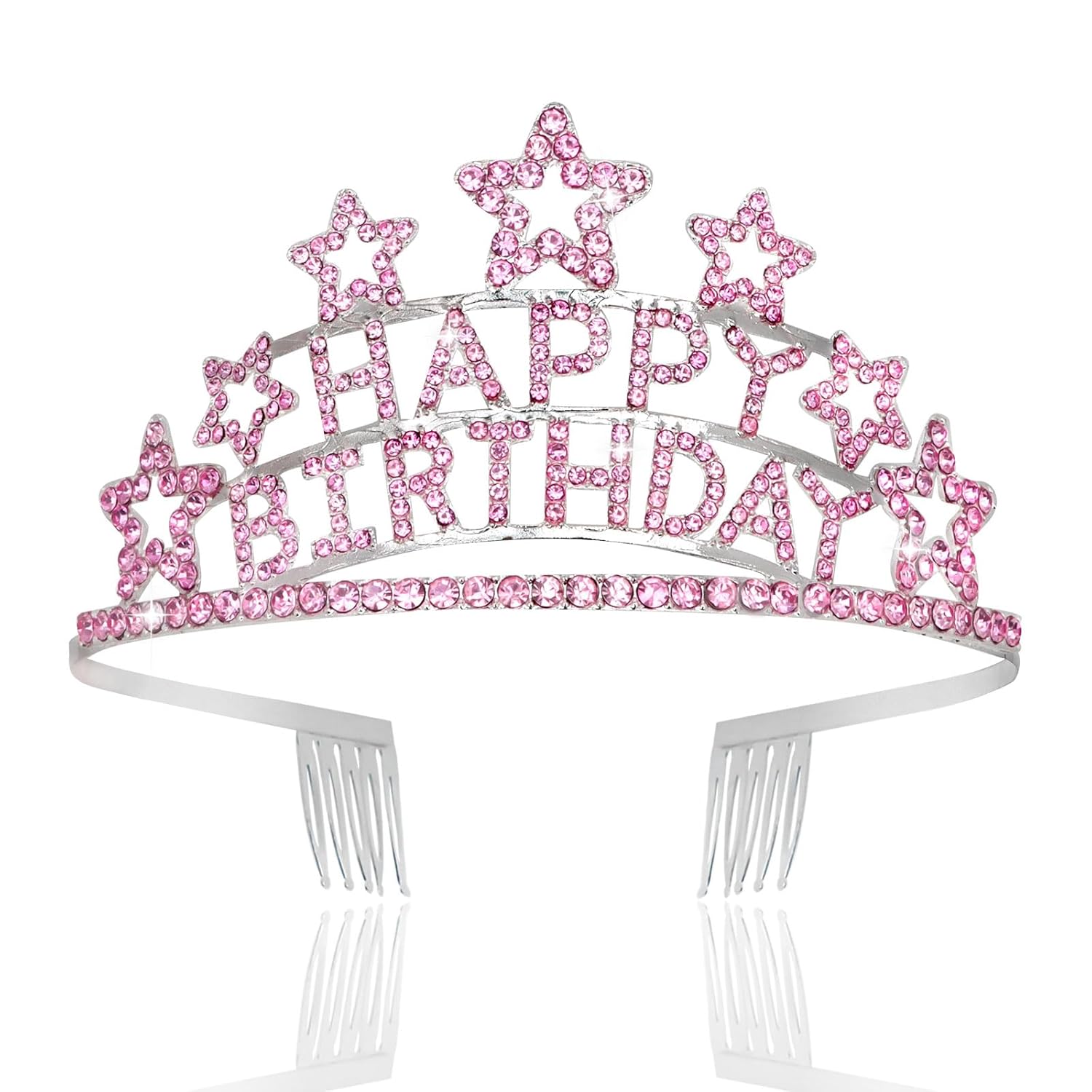 Jaciya Birthday Crown for Women Gilrs Happy Birthday Tiara Pink Party Decorations