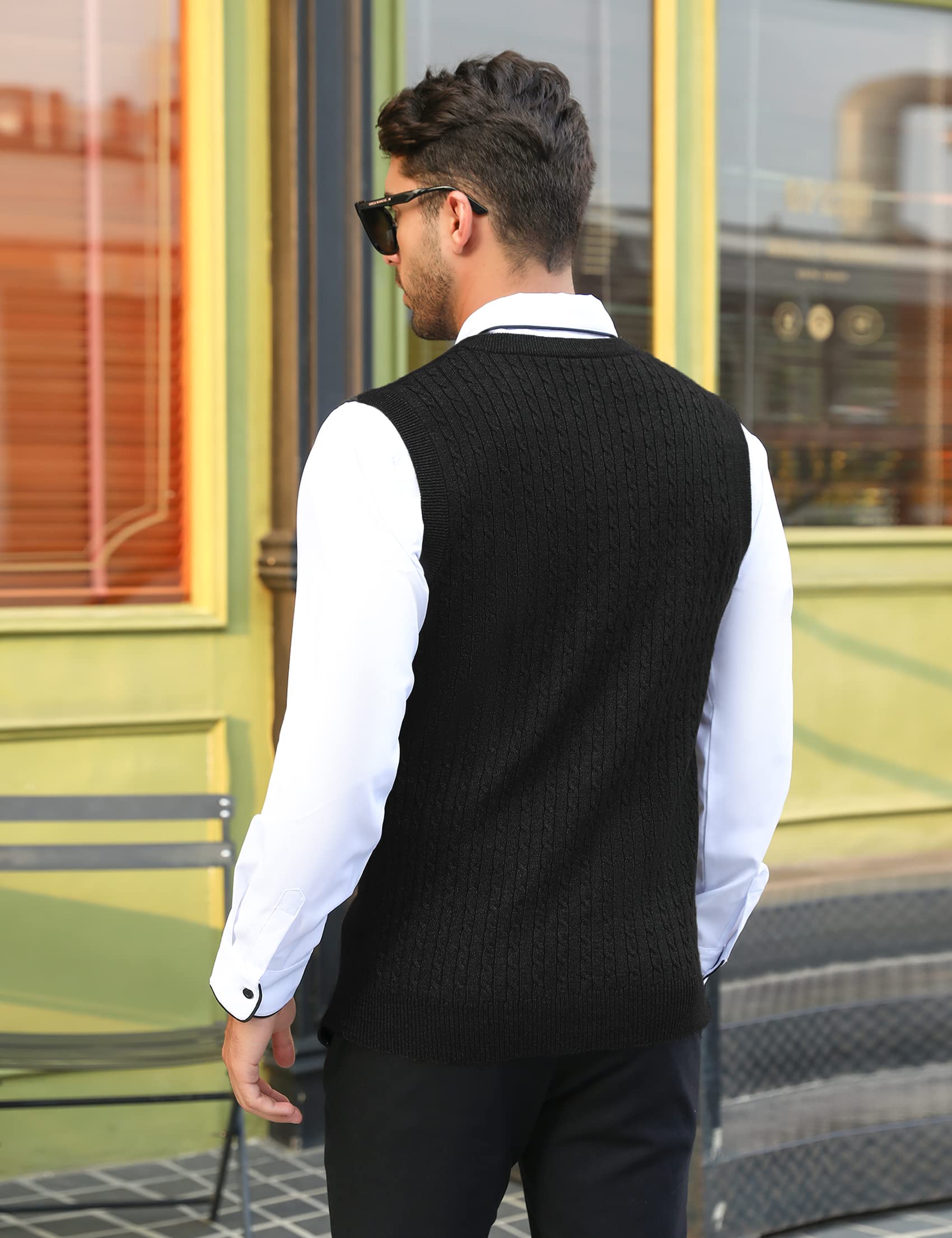 Sykooria Gilet Maglione da Uomo con Scollo V Maglioncino Smanicato Senza Maniche Pullover Gilet Cotone in Maglia Invernale Maglioni e Cardigan da Uomo Casual
