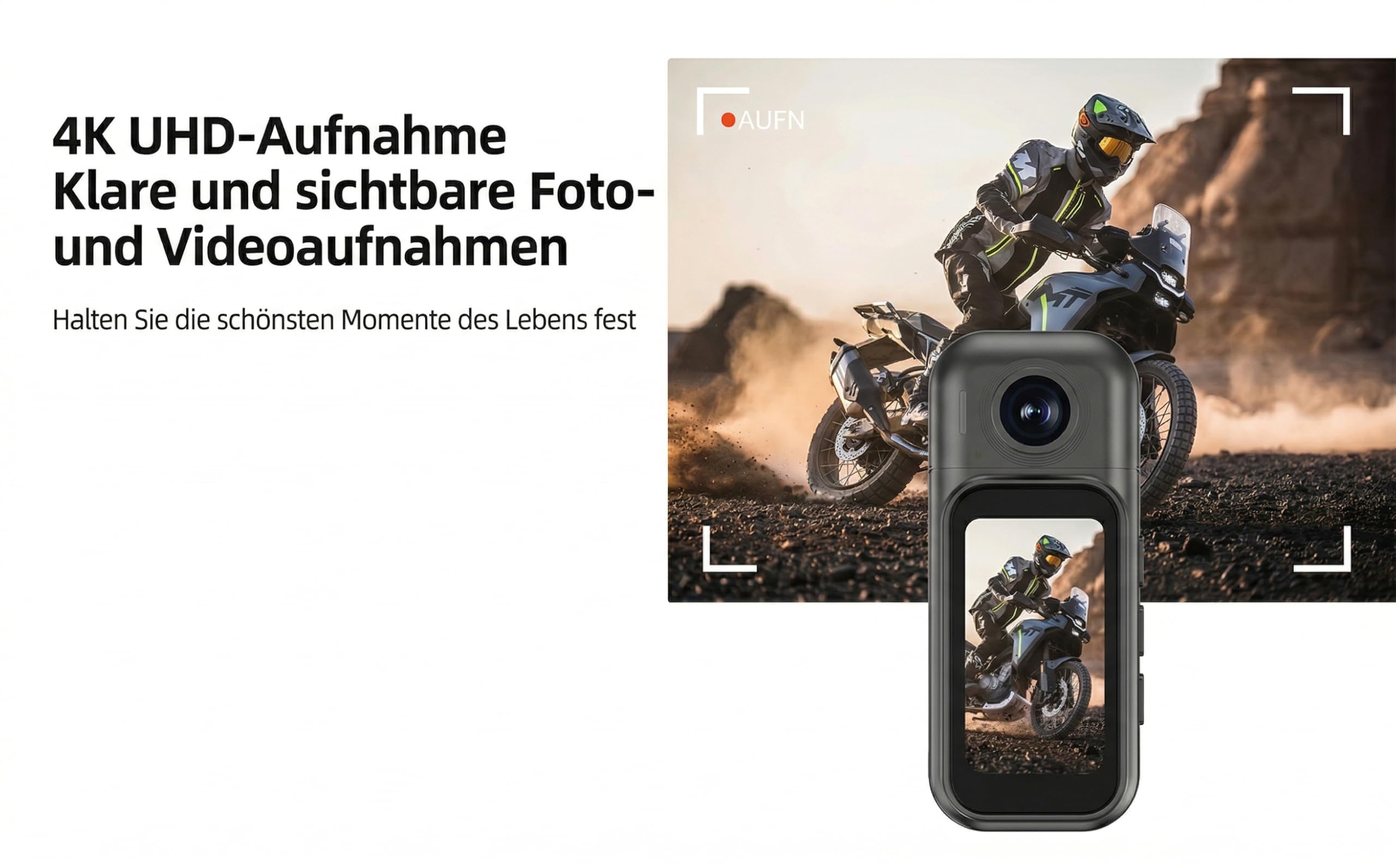 Action Cam 4K Bodycam 64GB, 1.47 Zoll Touch Display, Ladecase, Linse 180 Grad drehbar + 360 Grad Clip, Magnetische Halterung, 30m Wasserdicht, 3h Akku für Sport, Motorrad, Tauchen UVM.
