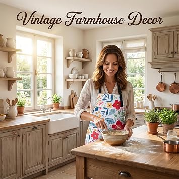 Floral Apron and Oven Mitt Set 5 Piece,Pioneer Woman Style Kitchen Aprons with Pockets, Heat Resistant Oven Gloves and Pot Holders Trivets, Vintage Farmhouse Decor Cooking Baking Gifts.