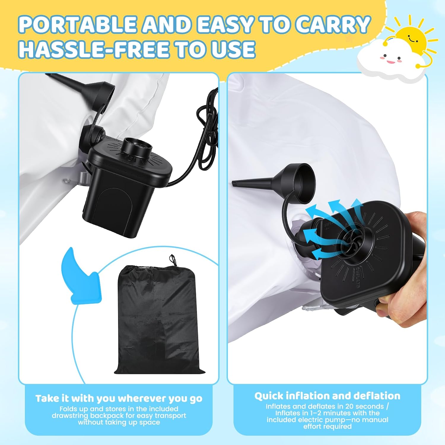 Inflatable Travel Bed, Floor Bed, Portable PVC Soft Comfortable Inflatable Air Mattresses, for Travel, Camping, Versatile for Any Occasion