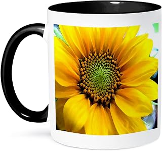 3dRose mug_62400_4 "Painted Sunflower" Two Tone Black Mug, 11 oz, Multicolor