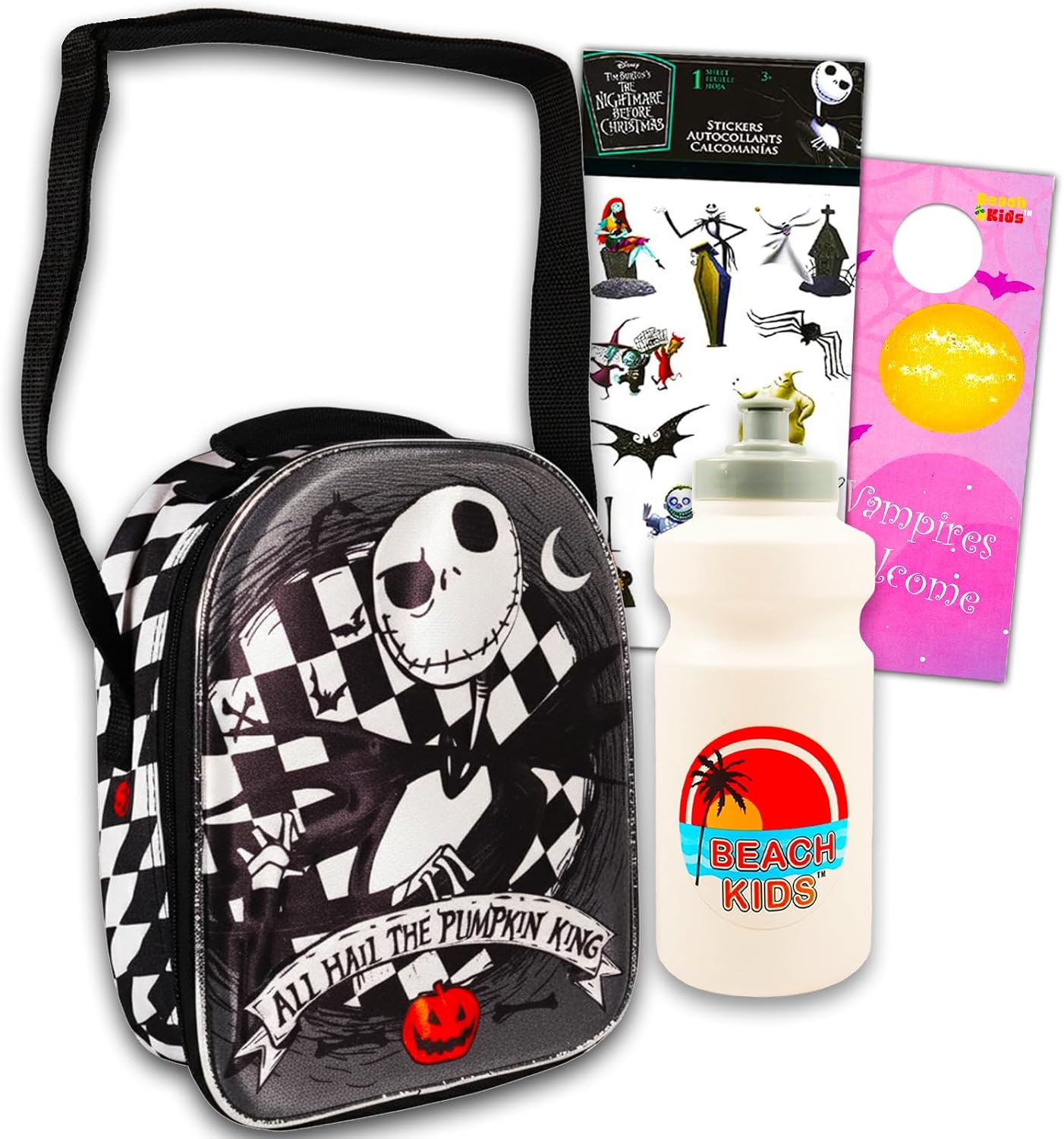 Disney Nightmare Before Christmas Lunch Bag - Nightmare Before Christmas Lunch Box Bundle Includes Jack Skellington Lunch Box, Water Bottle, Stickers, More | Jack Skellington Lunch Bag