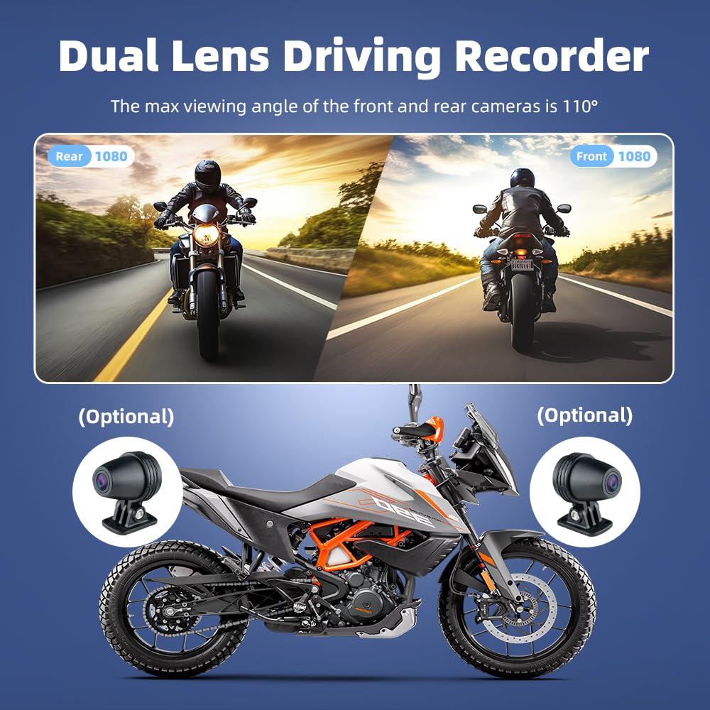 6" Android Moto CarPlay Display, 4G SIM App, Doppia 1080P Dash Cam | TPMS, Navigatore GPS Impermeabile IP67, Download App 4G, Supporto Magnetico, TPMS Pressione Pneumatici & Telecomando Manubrio