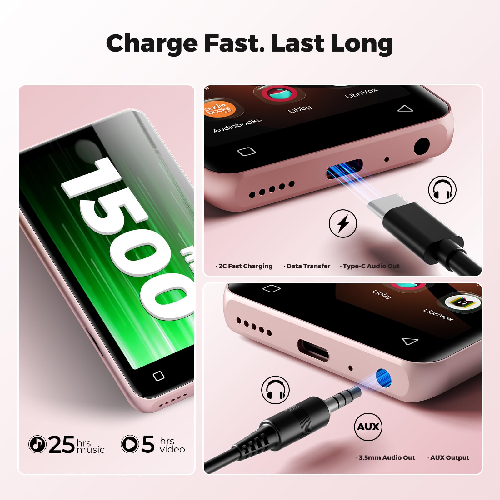 Reproductor MP3 de 160 GB con Bluetooth y WiFi, reproductor de música innioasis con Spotify, Pandora, Amazon Music, pantalla táctil de Android MP4, reproductor MP3 para niños con Libby, Audible,