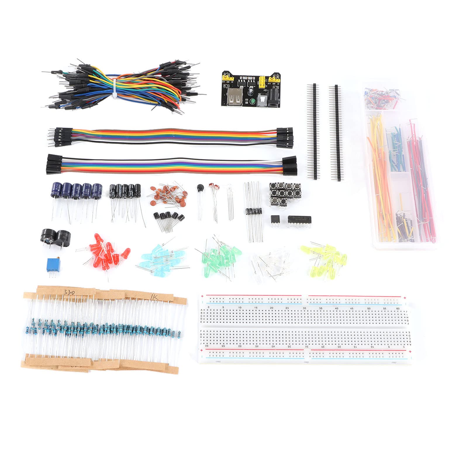 FTVOGUE Assortimento di Kit Elettronici, Componenti Premium, Ideali per Esperimenti Elettrici Fai-da-te con Breadboard da 830 Fori, Perfetti per gli Hobbisti di Elettronica