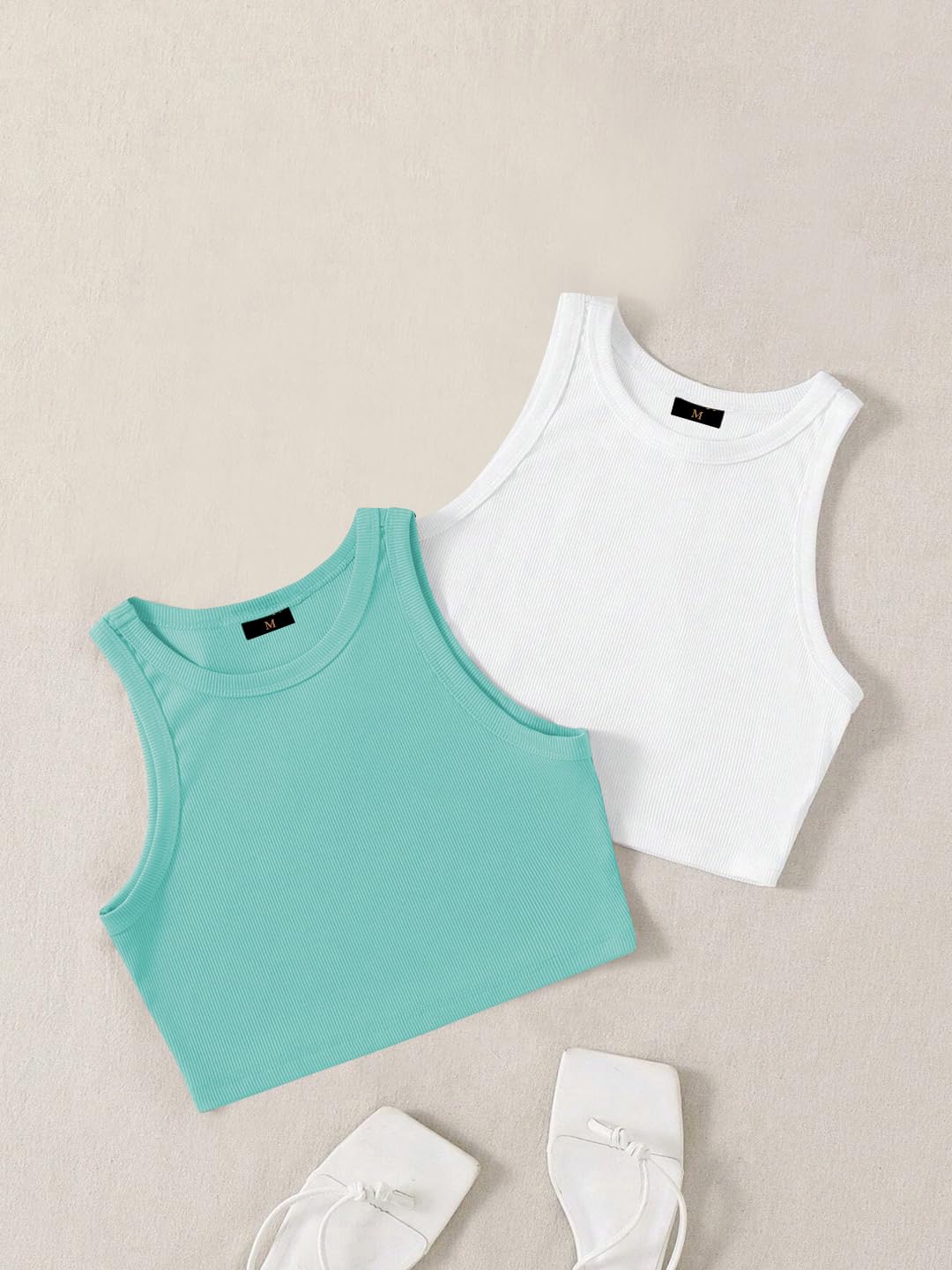 Toochki Confezione da 2 magliette corte, da donna, in cotone, stile casual