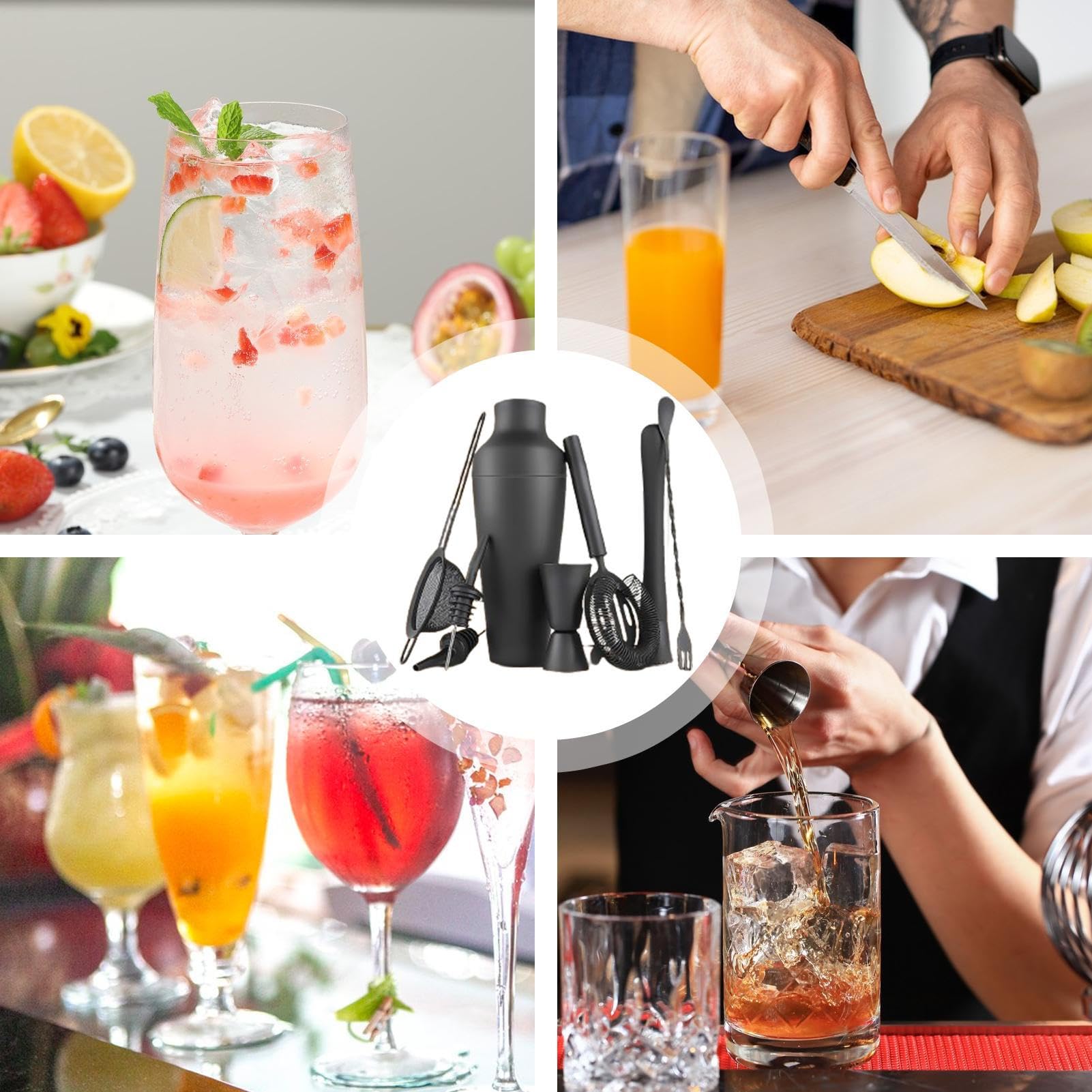 Kit à Shaker à Cocktails Acier Inoxydable Outil Pratique Ergonomique