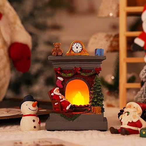 Decoración de Navidad con luz nocturna de Papá Noel para chimenea, decoración de Papá Noel para árboles, escritorios y estantes para fiesta de