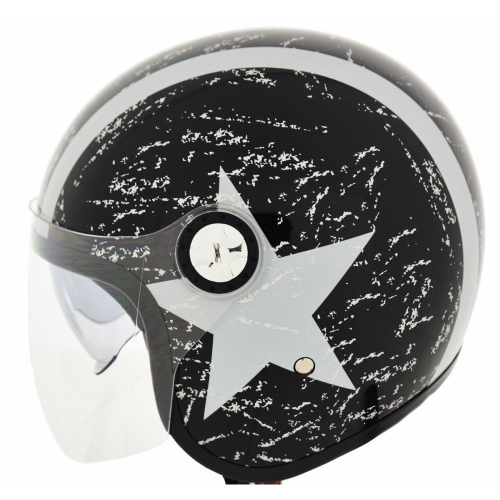 Cruizer Helmet Moto Jet, Double Visor Approved Star, Black, Size M