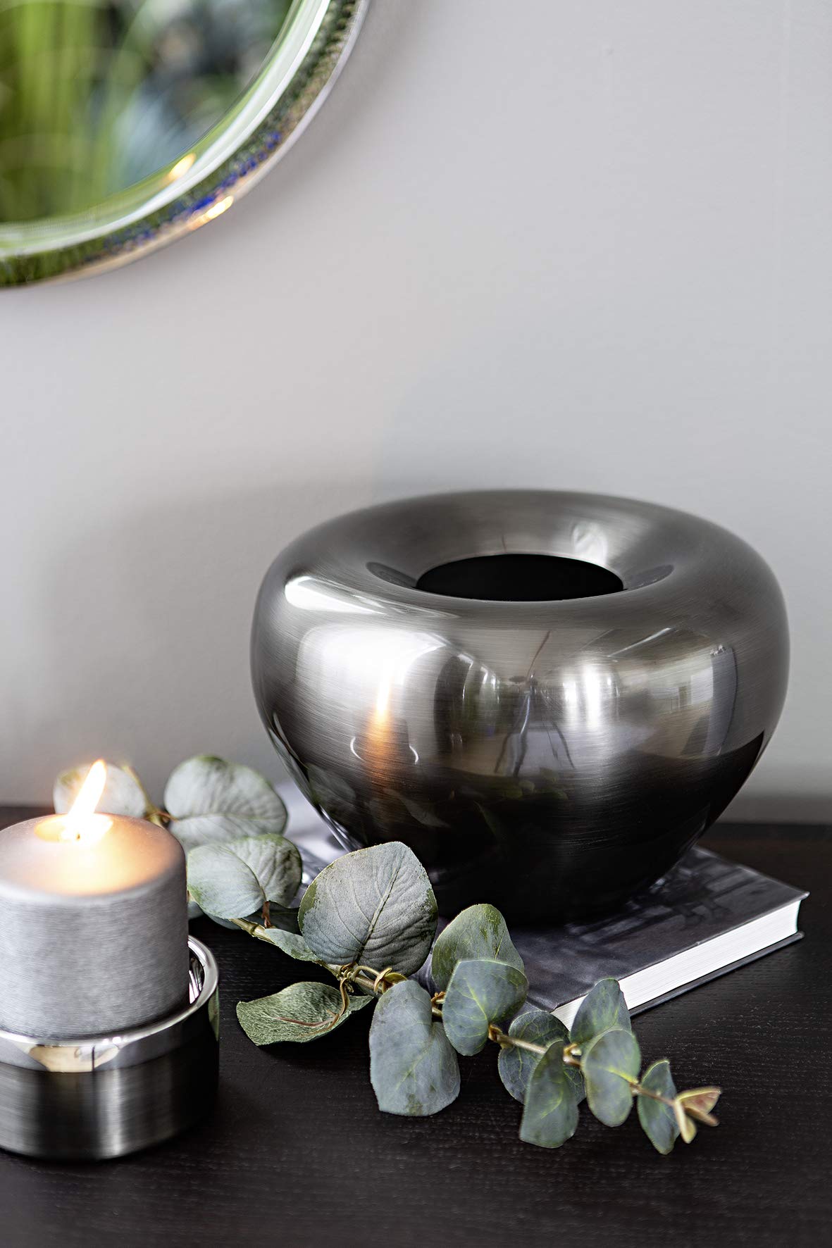 Fink Vaso Cuba - Vaso Per Fiori In Acciaio Inox Martellato, Colore Argento, Dimensioni 5x31 Cm, Design Moderno