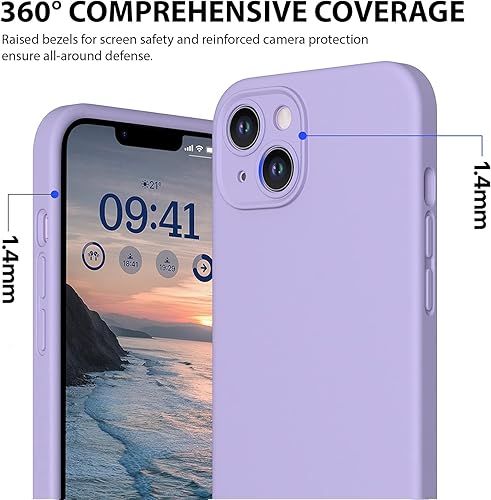 Miniatura 5 de CellEver Funda de silicona resistente para iPhone 14 protección de cámara revestimiento antiaceite protección militar contra caídas, interior suave