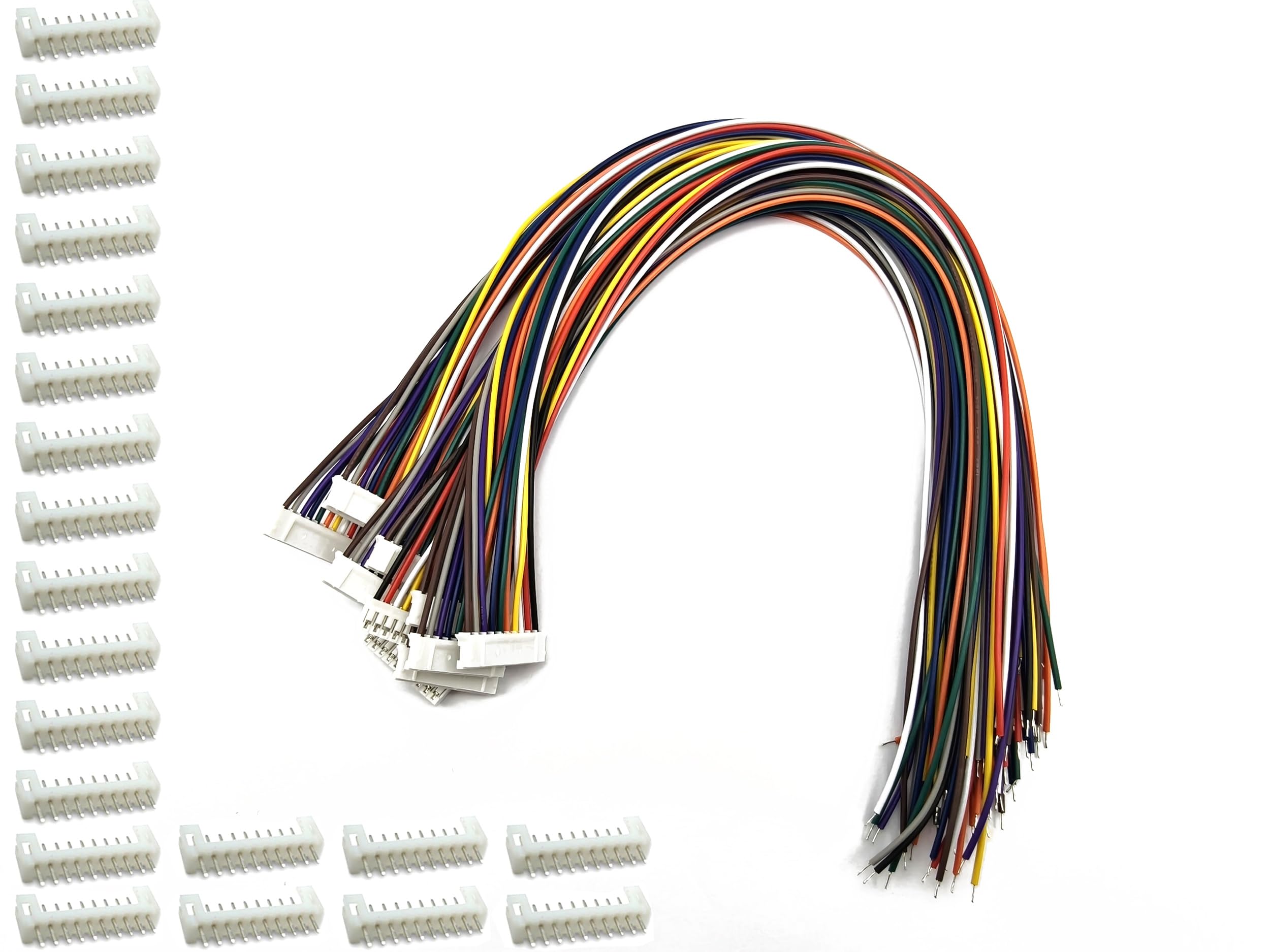 Connettori JST-PH 10 pin 2,0 mm passo femmina maschio con cavi 26 AWG 30 cm