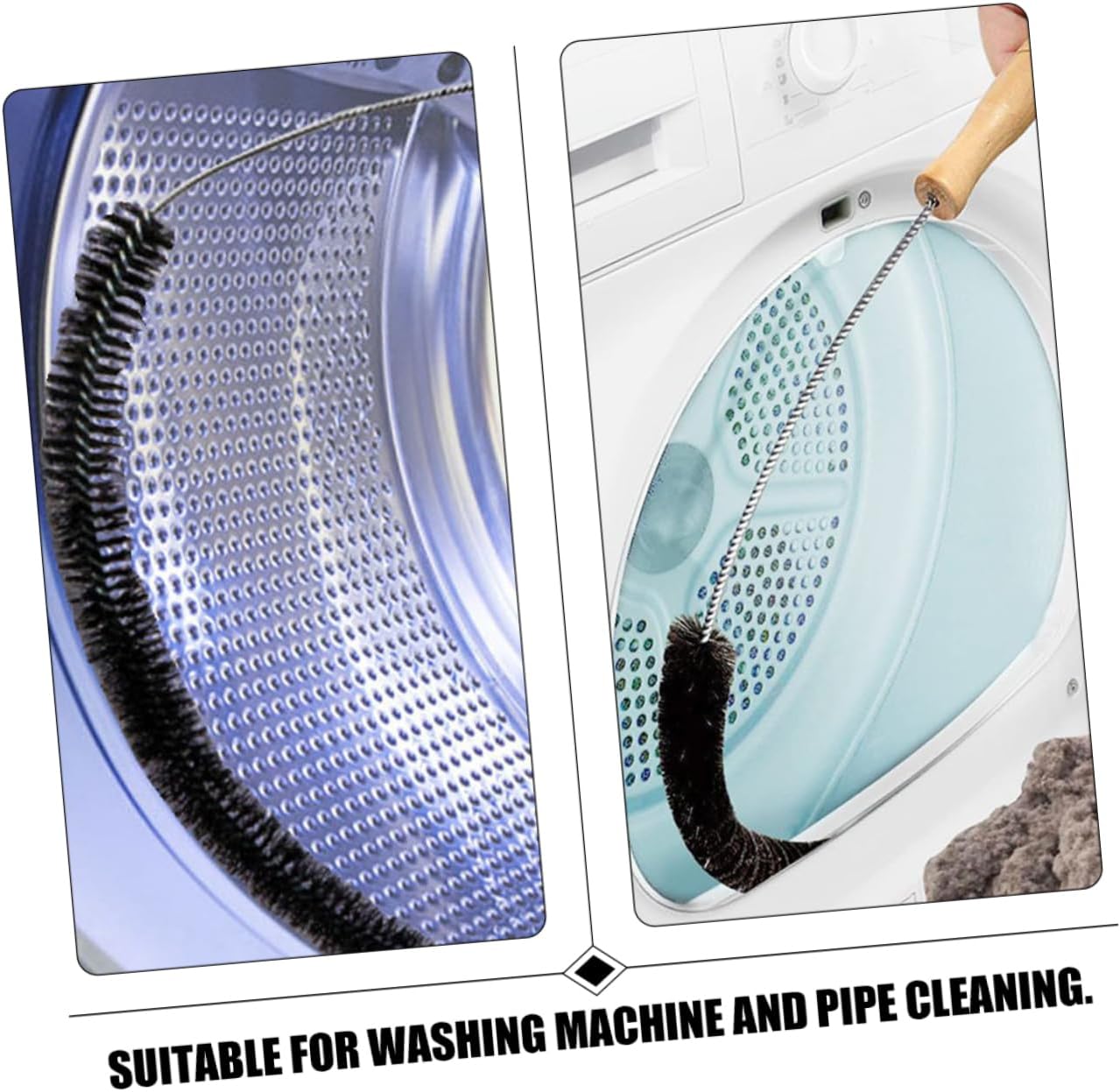 2pcs Dryer Vent Cleaner Brush Wooden Handle Brush for Washing Machine Cleaning Duct Cleaning Kit for Home Use