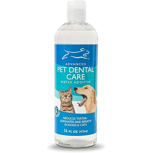 EBPP Advanced Pet Dental Care Water Additive - Premium Cat & Dog Dental Care and Dog Breath Freshener - No Brush Formula Tartar & Plaque Remover for Dogs Teeth