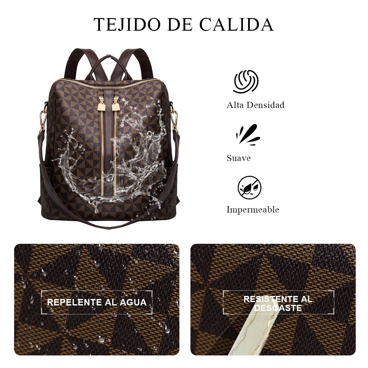 SONARIN Moderno Bolso Mochila Mujer,Multiusos Vintage Mochila Damas con Monedero Mochilas Casual Bolso de Mano,Bolsa de Hombro Convertible para Viaje Escolar Trabajo(Café)