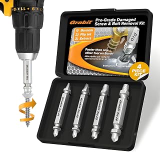 Alden 8440P Pro Grabit 4-Piece Broken Bolt & Stripped Screw Extractor Kit - USA Made, Self-Centering Precision