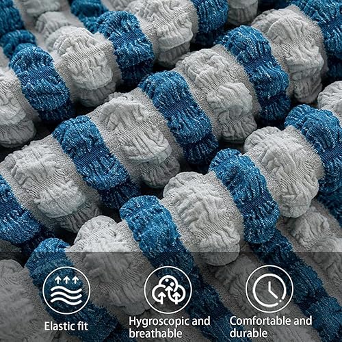 Miniatura 7 de Paquete de 2 fundas elásticas universales para sillas de comedor con falda, fundas modernas y minimalistas para sillas de sirsaca gruesas