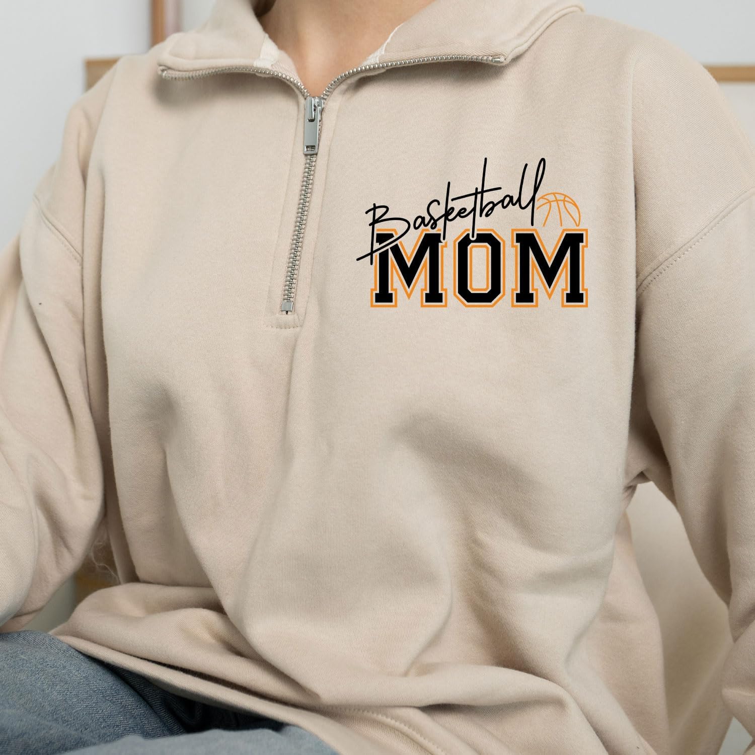 Personalized Basketball Mom Zip Quarter Sweatshirt, Custom Basketball Apparel with Name & Player Number - Image 2