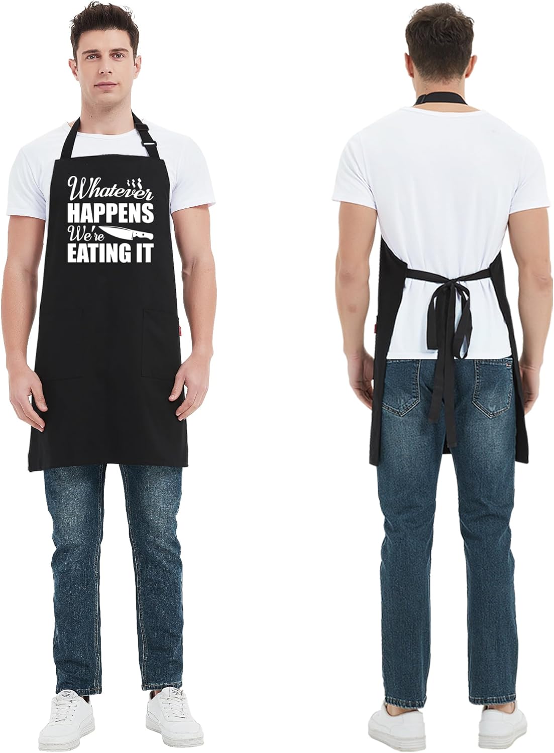 Kaidouma Grill BBQ Aprons for Men - Men's Funny Chef Cooking Grilling Apron with 2 Pockets - Image 6