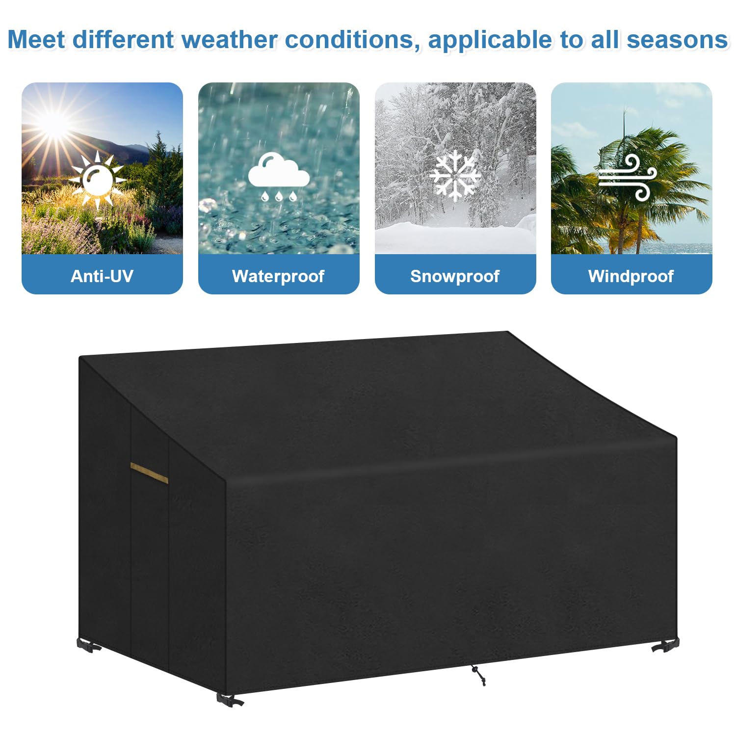 Housse De Protection Banc 3 Places SanGlory - Imperméable, Anti-UV, Coupe-Vent - 163x66x63/89cm