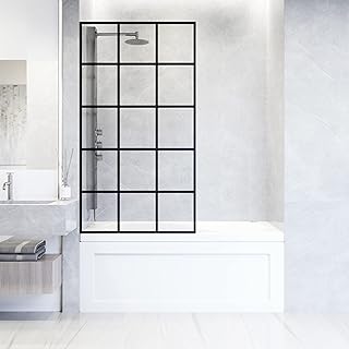 VIGO Mosaic 34'' W x 62'' H Framed Fixed Tub Screen in Matte Black with 3/8'' Clear Glass-VG6092MBCL3462